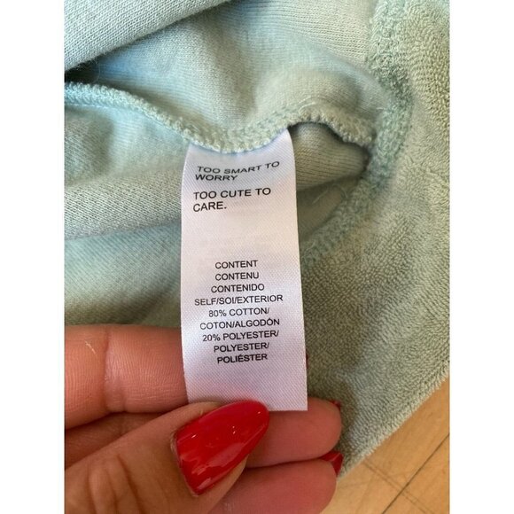 𝅺WAYF Bnwot Women Green Terry Hooded Sweater Sz Small - Picture 7 of 8